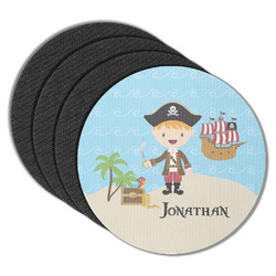 Pirate Scene Round Rubber Backed Coasters - Set of 4 (Personalized)