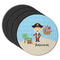 Pirate Scene Round Rubber Backed Coasters - Set of 4 (Personalized)