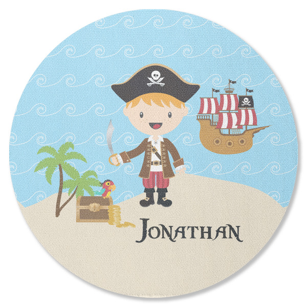 Custom Pirate Scene Round Rubber Backed Coaster (Personalized)