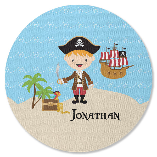 Custom Pirate Scene Round Rubber Backed Coaster (Personalized)