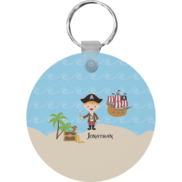 Custom Pirate Scene Round Plastic Keychain (Personalized)