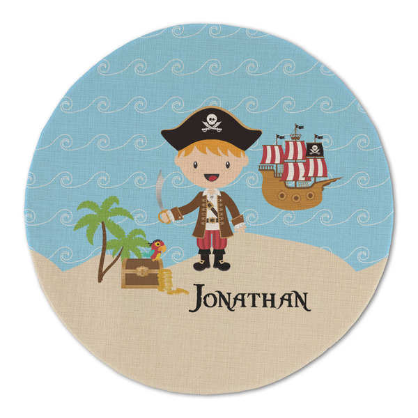 Custom Pirate Scene Round Linen Placemat - Single Sided (Personalized)