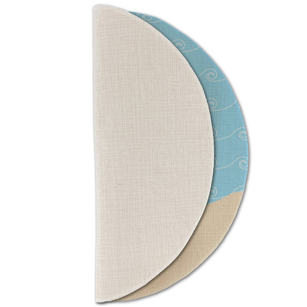 Pirate Scene Round Linen Placemats - HALF FOLDED (single sided)