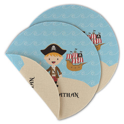 Pirate Scene Round Linen Placemat - Double Sided (Personalized)