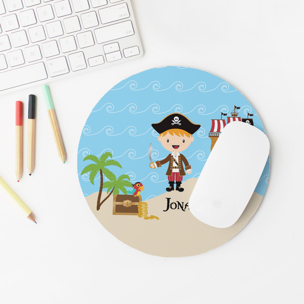 Pirate Scene Round Mousepad - LIFESTYLE 2