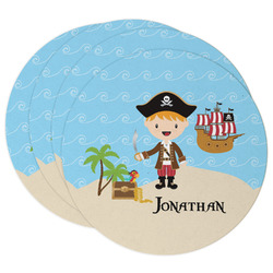 Pirate Scene Round Paper Coasters w/ Name or Text