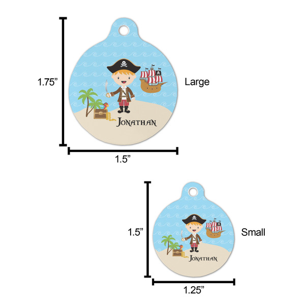 Pirate Scene Round Pet ID Tag - Large - Comparison Scale