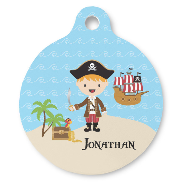 Custom Pirate Scene Round Pet ID Tag - Large (Personalized)