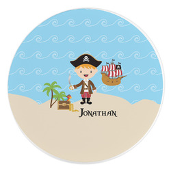 Pirate Scene Round Stone Trivet (Personalized)