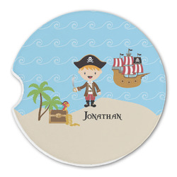 Pirate Scene Sandstone Car Coaster - Single (Personalized)