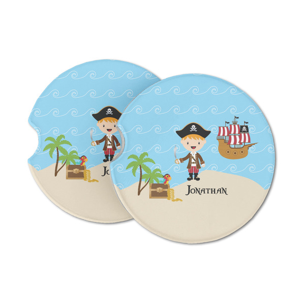 Custom Pirate Scene Sandstone Car Coasters - Set of 2 (Personalized)