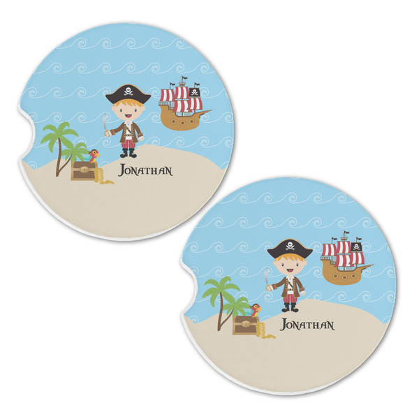 Pirate Scene Sandstone Car Coasters - Set of 2