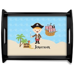 Pirate Scene Black Wooden Tray - Large (Personalized)