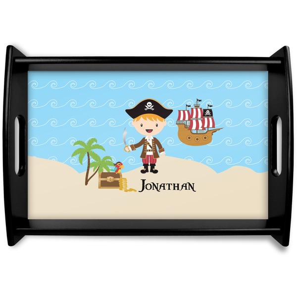 Custom Pirate Scene Black Wooden Tray - Small (Personalized)