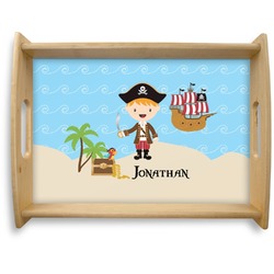 Pirate Scene Natural Wooden Tray - Large (Personalized)