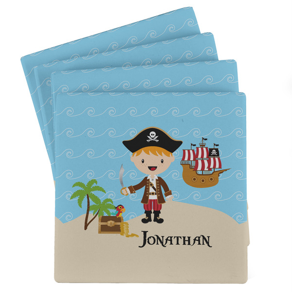 Custom Pirate Scene Absorbent Stone Coasters - Set of 4 (Personalized)