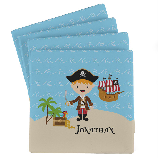 Custom Pirate Scene Absorbent Stone Coasters - Set of 4 (Personalized)