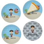 Pirate Scene Set of 4 Glass Appetizer / Dessert Plate 8" (Personalized)
