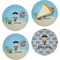 Pirate Scene Set of 4 Glass Appetizer / Dessert Plate 8" (Personalized)