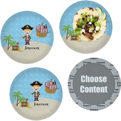 Pirate Scene Set of 4 Glass Lunch / Dinner Plate 10" (Personalized)