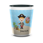 Pirate Scene Ceramic Shot Glass - 1.5 oz - Two Tone - Set of 4 (Personalized)