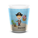 Pirate Scene Ceramic Shot Glass - 1.5 oz - White - Set of 4 (Personalized)