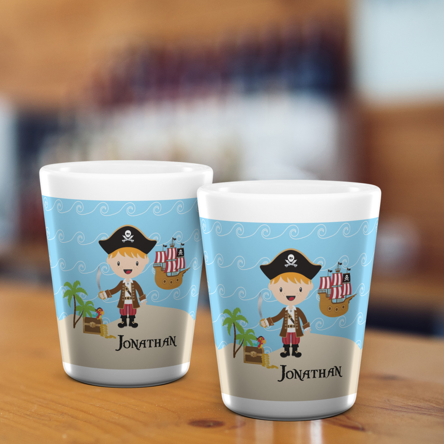 Pirate Scene Ceramic Shot Glass 1.5 oz (Personalized) YouCustomizeIt