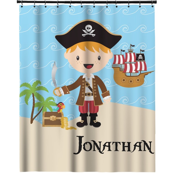 Custom Pirate Scene Extra Long Shower Curtain - 70"x84" (Personalized)