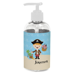 Pirate Scene Plastic Soap / Lotion Dispenser (8 oz - Small - White) (Personalized)