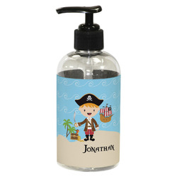 Pirate Scene Plastic Soap / Lotion Dispenser (8 oz - Small - Black) (Personalized)