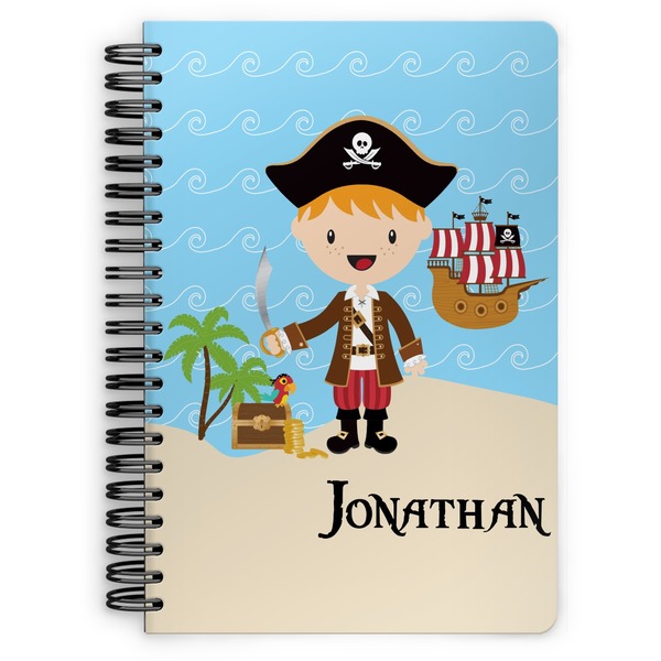 Custom Pirate Scene Spiral Notebook - 7x10 w/ Name or Text