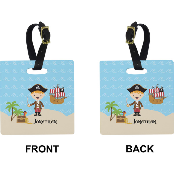 Personalized Pirate Square Luggage Tag (Front + Back)
