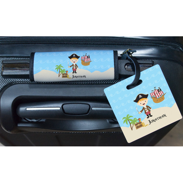 Pirate Scene Square Luggage Tag & Handle Wrap - In Context