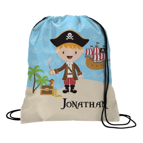 Custom Pirate Scene Drawstring Backpack - Large (Personalized)