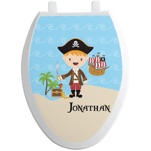 Custom Pirate Scene Toilet Seat Decal - Elongated (Personalized)