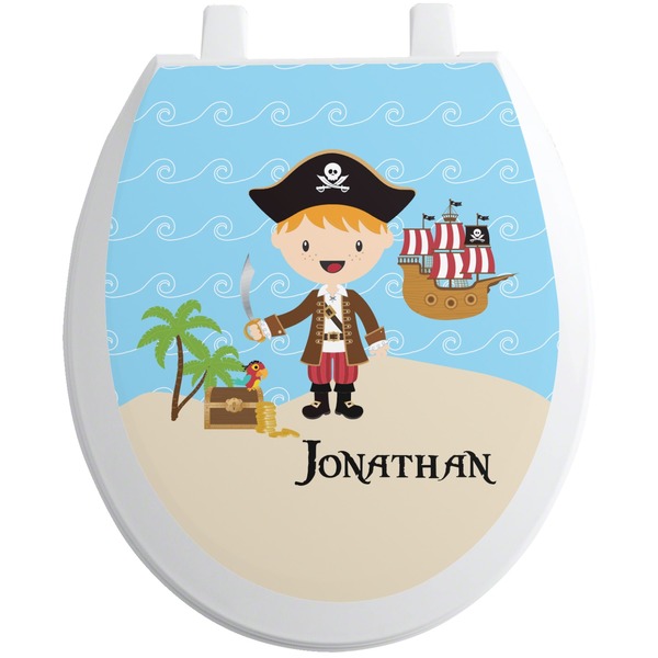 Custom Pirate Scene Toilet Seat Decal - Round (Personalized)