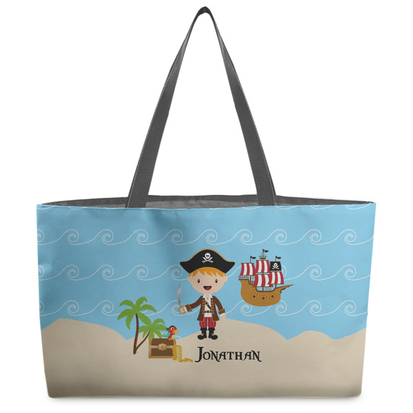 Custom Pirate Scene Beach Totes Bag - w/ Black Handles (Personalized)