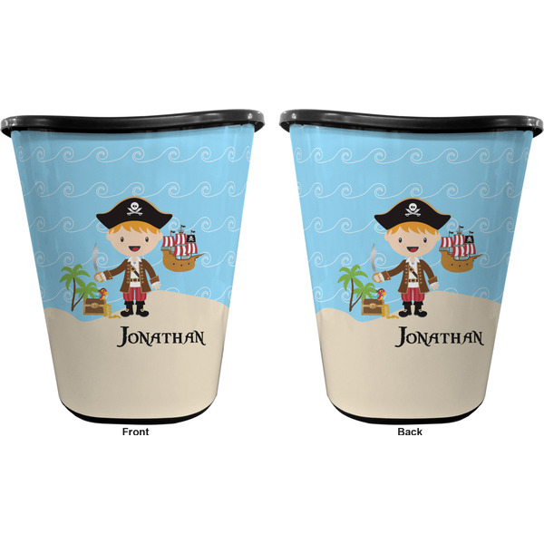 Pirate Scene Trash Can Black - Front and Back - Apvl