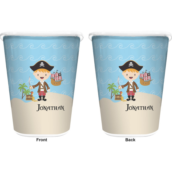 Pirate Scene Trash Can White - Front and Back - Apvl