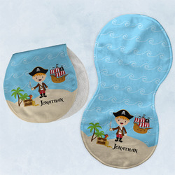 Pirate Scene Burp Pads - Velour - Set of 2 w/ Name or Text