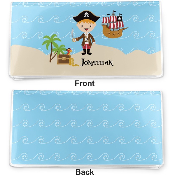 Pirate Scene Vinyl Check Book Cover - Front and Back