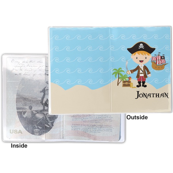 Pirate Scene Vinyl Passport Holder - Flat Front and Back