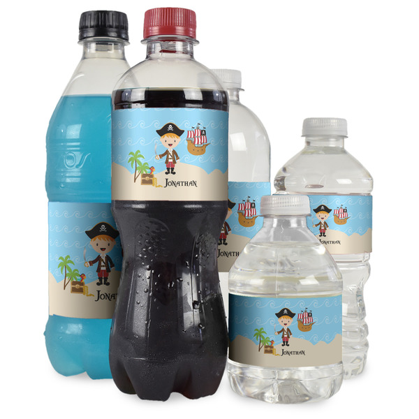 Pirate Scene Water Bottle Label - Multiple Bottle Sizes