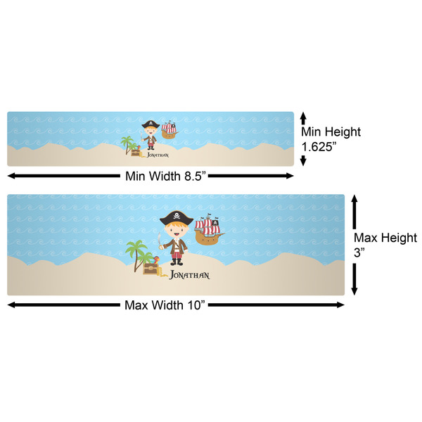 Pirate Scene Water Bottle Labels w/ Dimensions