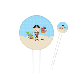 Pirate Scene 4" Round Plastic Food Picks - White - Double Sided (Personalized)