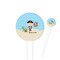 Pirate Scene 4" Round Plastic Food Picks - White - Single Sided (Personalized)