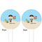 Pirate Scene White Plastic 4" Food Pick - Round - Double Sided - Front & Back
