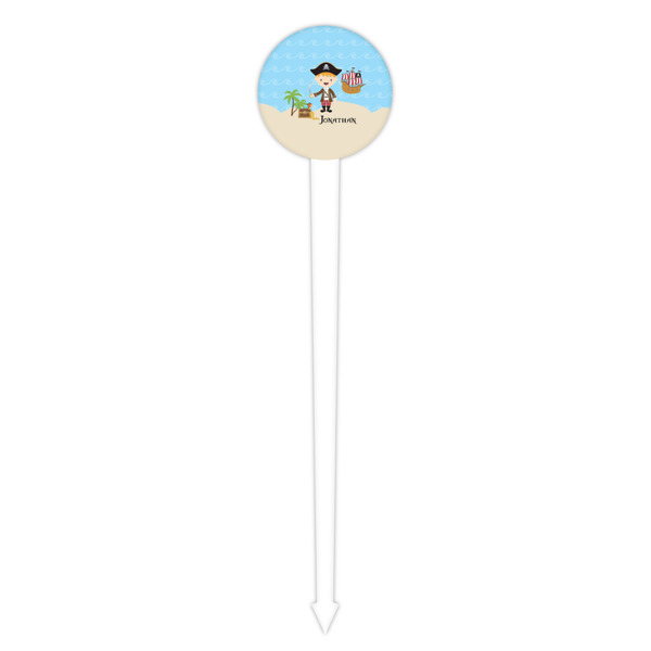 Pirate Scene White Plastic 4" Food Pick - Round - Single Pick