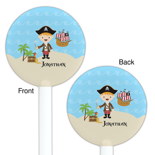 Pirate Scene White Plastic 5.5" Stir Stick - Double Sided - Round - Front & Back