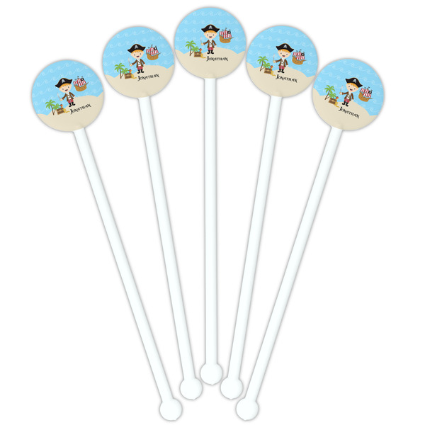 Pirate Scene White Plastic 5.5" Stir Stick - Fan View